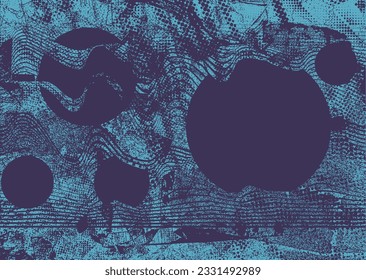 Elemento de diseño de puntos con problemas. Tono de Duo, afiche de estruendo. Arte moderno. Resumen, composición grosera. Fondo de medio tono. Efecto de textura de puntos de semitono .Vector contemporáneo. Diseño de rango