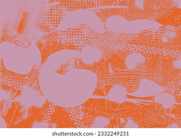 Distressed dotted design element. Duo tone, grunge poster . Modern art .Abstract, grungy composition . Half tone background. Halftone dots texture effect .Contemporary vector. Grange design