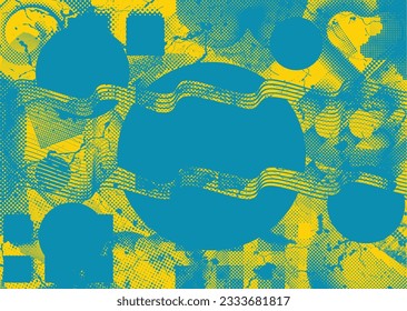 Distressed dotted design element. Duo tone, grunge poster . Modern art .Abstract, grungy composition . Half tone background. Halftone dots texture effect .Contemporary vector. Grange design