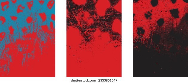 Distressed dotted design element. Duo tone, grunge poster . Modern art .Abstract, grungy composition . Half tone background. Halftone dots texture effect .Contemporary vector. Grange design