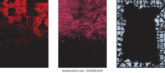 Distressed dotted design element. Duo tone, grunge poster . Modern art .Abstract, grungy composition . Half tone background. Halftone dots texture effect .Contemporary vector. Grange design