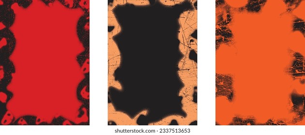 Distressed dotted design element. Duo tone, grunge poster . Modern art .Abstract, grungy composition . Half tone background. Halftone dots texture effect .Contemporary vector. Grange design