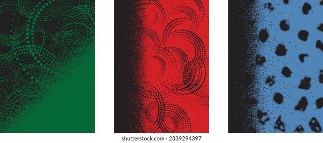 Distressed dotted design element. Duo tone, grunge poster . Modern art .Abstract, grungy composition . Half tone background. Halftone dots texture effect .Contemporary vector. Grange design
