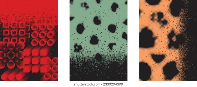 Distressed dotted design element. Duo tone, grunge poster . Modern art .Abstract, grungy composition . Half tone background. Halftone dots texture effect .Contemporary vector. Grange design