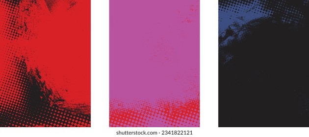 Distressed dotted design element. Duo tone, grunge poster . Modern art .Abstract, grungy composition . Half tone background. Halftone dots texture effect .Contemporary vector. Grange design