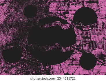 Distressed dotted design element. Duo tone, grunge poster . Modern art .Abstract, grungy composition . Half tone background. Halftone dots texture effect .Contemporary vector. Grange design