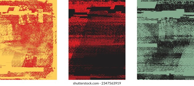 Distressed dotted design element. Duo tone, grunge poster . Modern art .Abstract, grungy composition . Half tone background. Halftone dots texture effect .Contemporary vector. Grange design