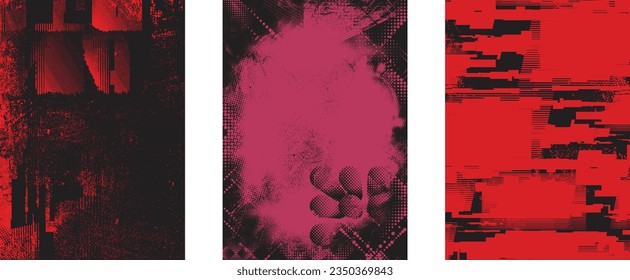 Distressed dotted design element. Duo tone, grunge poster . Modern art .Abstract, grungy composition . Half tone background. Halftone dots texture effect .Contemporary vector. Grange design