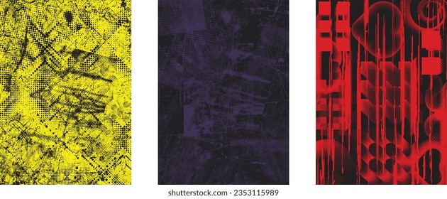 Distressed dotted design element. Duo tone, grunge poster . Modern art .Abstract, grungy composition . Half tone background. Halftone dots texture effect .Contemporary vector. Grange design