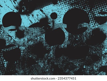 Distressed dotted design element. Duo tone, grunge poster . Modern art .Abstract, grungy composition . Half tone background. Halftone dots texture effect .Contemporary vector. Grange design