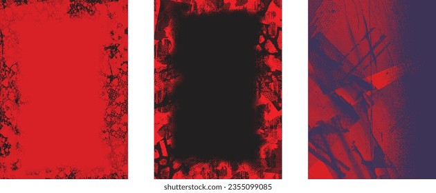 Elemento de diseño de puntos con problemas. Tono de Duo, afiche de estruendo. Arte moderno. Resumen, composición grosera. Fondo de medio tono. Efecto de textura de puntos de semitono .Vector contemporáneo. Diseño de rango