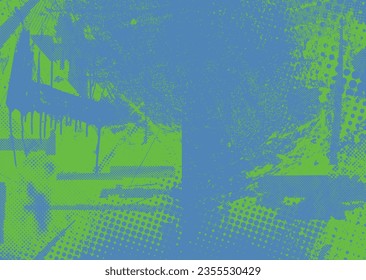Distressed dotted design element. Duo tone, grunge poster . Modern art .Abstract, grungy composition . Half tone background. Halftone dots texture effect .Contemporary vector. Grange design