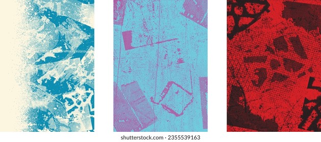 Distressed dotted design element. Duo tone, grunge poster . Modern art .Abstract, grungy composition . Half tone background. Halftone dots texture effect .Contemporary vector. Grange design