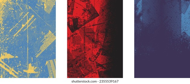 Distressed dotted design element. Duo tone, grunge poster . Modern art .Abstract, grungy composition . Half tone background. Halftone dots texture effect .Contemporary vector. Grange design