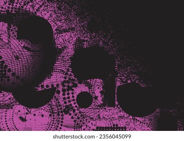 Elemento de diseño de puntos con problemas. Tono de Duo, afiche de estruendo. Arte moderno. Resumen, composición grosera. Fondo de medio tono. Efecto de textura de puntos de semitono .Vector contemporáneo. Diseño de rango