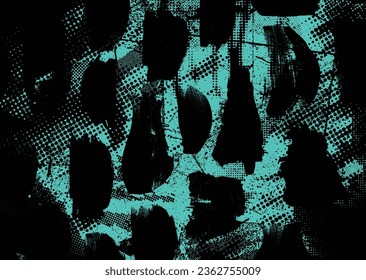 Distressed dotted design element. Duo tone, grunge poster . Modern art .Abstract, grungy composition . Half tone background. Halftone dots texture effect .Contemporary vector. Grange design