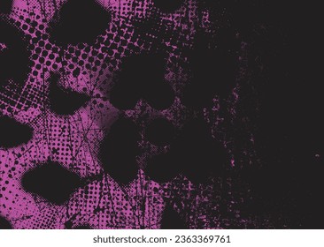 Distressed dotted design element. Duo tone, grunge poster . Modern art .Abstract, grungy composition . Half tone background. Halftone dots texture effect .Contemporary vector. Grange design