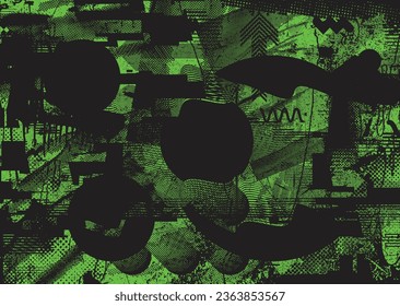 Distressed dotted design element. Duo tone, grunge poster . Modern art .Abstract, grungy composition . Half tone background. Halftone dots texture effect .Contemporary vector. Grange design