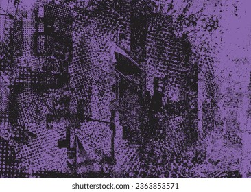 Distressed dotted design element. Duo tone, grunge poster . Modern art .Abstract, grungy composition . Half tone background. Halftone dots texture effect .Contemporary vector. Grange design
