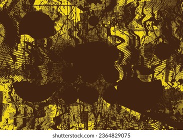 Distressed dotted design element. Duo tone, grunge poster . Modern art .Abstract, grungy composition . Half tone background. Halftone dots texture effect .Contemporary vector. Grange design
