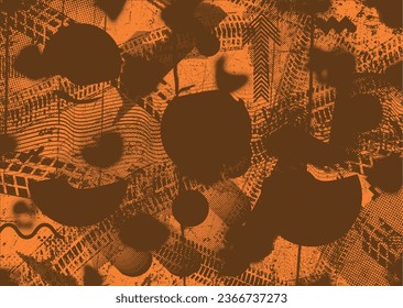 Distressed dotted design element. Duo tone, grunge poster . Modern art .Abstract, grungy composition . Half tone background. Halftone dots texture effect .Contemporary vector. Grange design