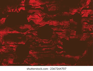 Elemento de diseño de puntos con problemas. Tono de Duo, afiche de estruendo. Arte moderno. Resumen, composición grosera. Fondo de medio tono. Efecto de textura de puntos de semitono .Vector contemporáneo. Diseño de rango