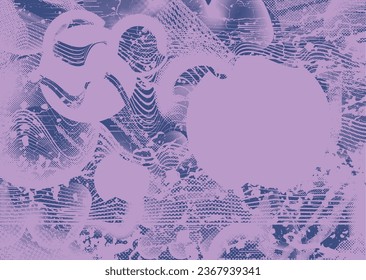 Elemento de diseño de puntos con problemas. Tono de Duo, afiche de estruendo. Arte moderno. Resumen, composición grosera. Fondo de medio tono. Efecto de textura de puntos de semitono .Vector contemporáneo. Diseño de rango