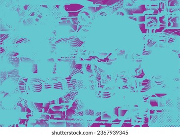 Distressed dotted design element. Duo tone, grunge poster . Modern art .Abstract, grungy composition . Half tone background. Halftone dots texture effect .Contemporary vector. Grange design