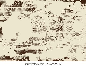 Elemento de diseño de puntos con problemas. Tono de Duo, afiche de estruendo. Arte moderno. Resumen, composición grosera. Fondo de medio tono. Efecto de textura de puntos de semitono .Vector contemporáneo. Diseño de rango