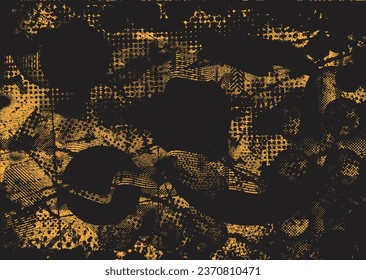 Distressed dotted design element. Duo tone, grunge poster . Modern art .Abstract, grungy composition . Half tone background. Halftone dots texture effect .Contemporary vector. Grange design