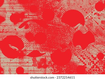 Distressed dotted design element. Duo tone, grunge poster . Modern art .Abstract, grungy composition . Half tone background. Halftone dots texture effect .Contemporary vector. Grange design