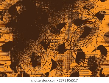 Distressed dotted design element. Duo tone, grunge poster . Modern art .Abstract, grungy composition . Half tone background. Halftone dots texture effect .Contemporary vector. Grange design