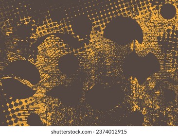 Distressed dotted design element. Duo tone, grunge poster . Modern art .Abstract, grungy composition . Half tone background. Halftone dots texture effect .Contemporary vector. Grange design