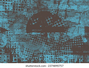 Elemento de diseño de puntos con problemas. Tono de Duo, afiche de estruendo. Arte moderno. Resumen, composición grosera. Fondo de medio tono. Efecto de textura de puntos de semitono .Vector contemporáneo. Diseño de rango