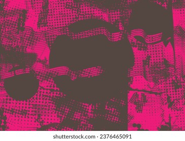 Elemento de diseño de puntos con problemas. Tono de Duo, afiche de estruendo. Arte moderno. Resumen, composición grosera. Fondo de medio tono. Efecto de textura de puntos de semitono .Vector contemporáneo. Diseño de rango