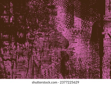 Distressed dotted design element. Duo tone, grunge poster . Modern art .Abstract, grungy composition . Half tone background. Halftone dots texture effect .Contemporary vector. Grange design