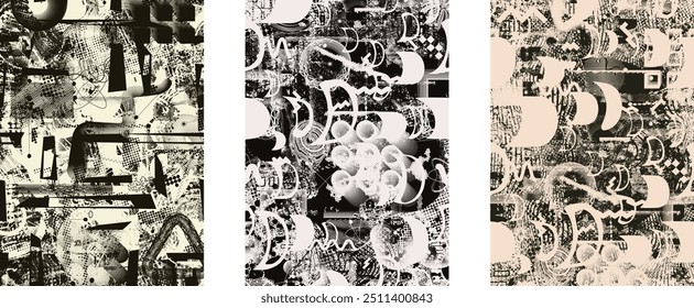 Distressed dotted design element. Duo tone, grunge poster . Modern art .Abstract, grungy composition . Half tone background. Halftone dots texture effect .Contemporary vector. Grange design