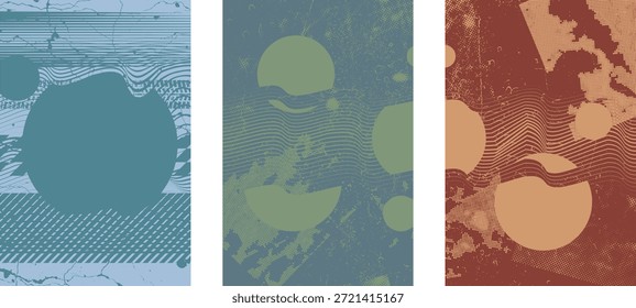 Elemento de diseño punteado afligido. Tono dúo, cartel grunge . Arte moderno. Composición Abstractas y sucia. Fondo de medio tono. Efecto de textura de puntos de semitono. Vector contemporáneo. Diseño de Grange