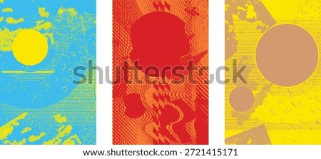 Distressed dotted design element. Duo tone, grunge poster . Modern art .Abstract, grungy composition . Half tone background. Halftone dots texture effect .Contemporary vector. Grange design