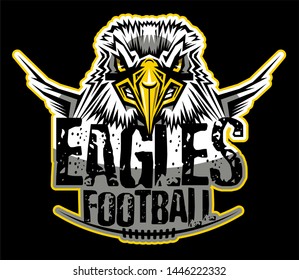 distressed eagles football team design with mascot and laces for school, college or league