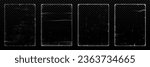Distressed edge photos set isolated on transparent background. Vector realistic illustration of rectangular vintage paper texture with white scratches, grainy picture overlay effect, grunge poster