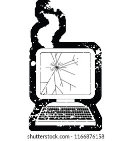 Distressed effect broken computer graphic vector illustration icon