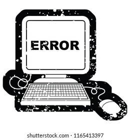 Distressed effect vector icon illustration of a computer error