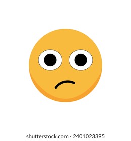 Distressed emoticon. Cartoon emoji. Flat vector illustration.