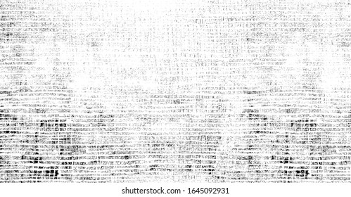 Distressed fabric texture. Vector texture of weaving fabric. Grunge background. Abstract halftone vector illustration. Overlay for interesting effect and depth. Black isolated on white background.