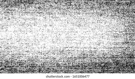 Distressed fabric texture. Vector texture of weaving fabric. Grunge background. Abstract halftone vector illustration. Overlay for interesting effect and depth. Black isolated on white background.