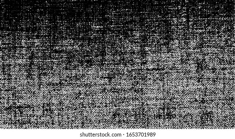 Textura de tela alterada. Textura vectorial de tejido. Borde fondo. Ilustración abstracta de medio tono vectorial. Superposición para efectos interesantes y profundidad. Negro aislado sobre fondo blanco.