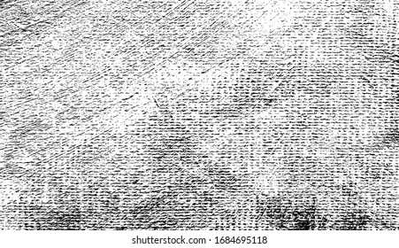 Distressed fabric texture. Vector texture of weaving fabric. Grunge background. Abstract halftone vector illustration. Overlay for interesting effect and depth. Black isolated on white background.