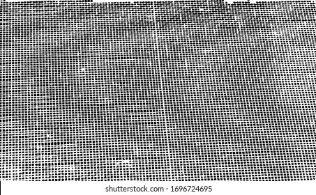 Distressed fabric texture. Vector texture of weaving fabric. Grunge background. Abstract halftone vector illustration. Overlay for interesting effect and depth. Black isolated on white background.