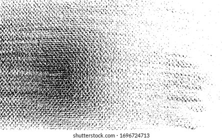 Distressed fabric texture. Vector texture of weaving fabric. Grunge background. Abstract halftone vector illustration. Overlay for interesting effect and depth. Black isolated on white background.